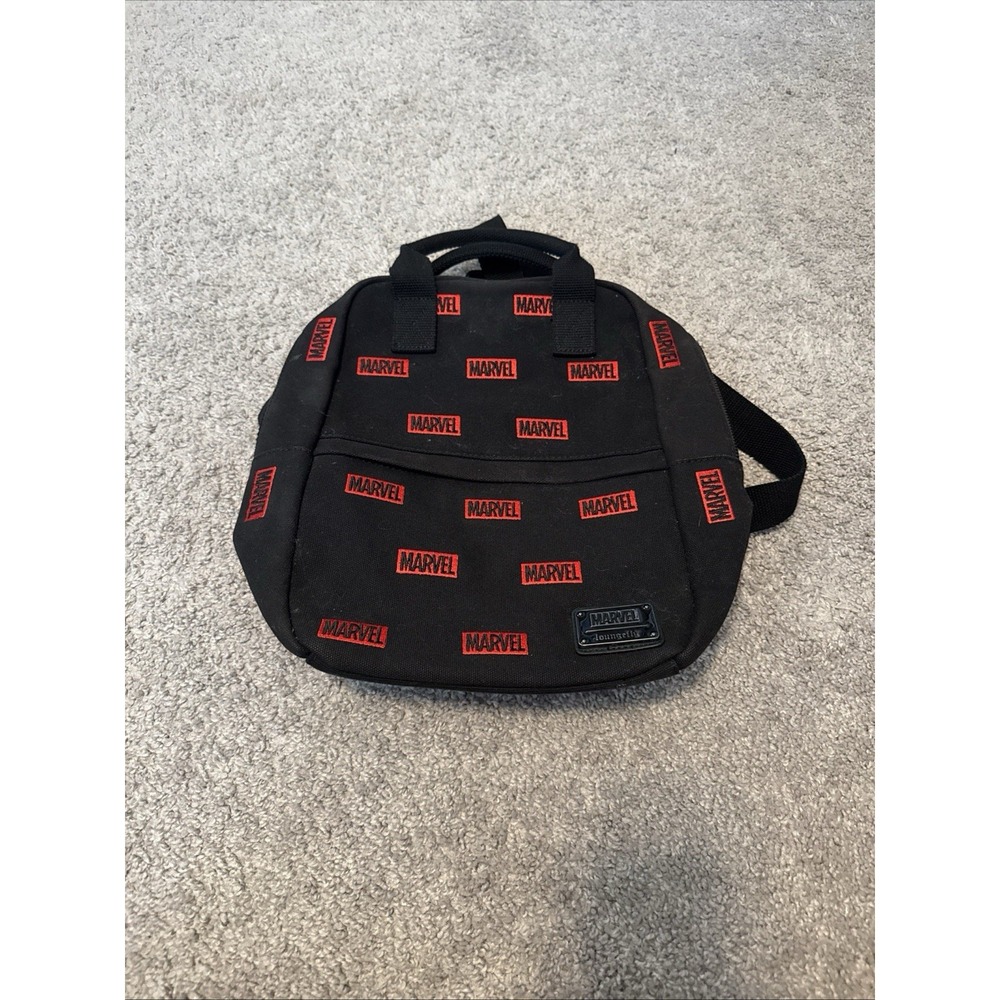 Disney Parks Loungefly Black / Red Marvel Logo Canvas Backpack Tote